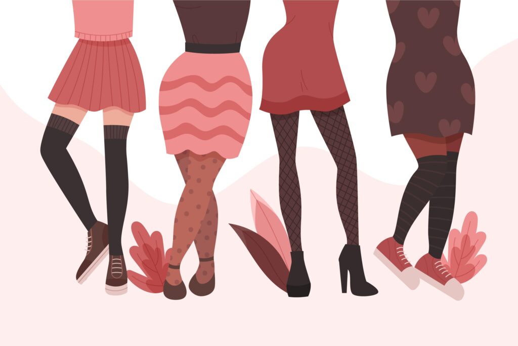 Immagine di diverse donne che indossano scarpe di diverse altezze, tra cui tacchi alti e scarpe basse, per confrontare i benefici e gli svantaggi di ciascun tipo
